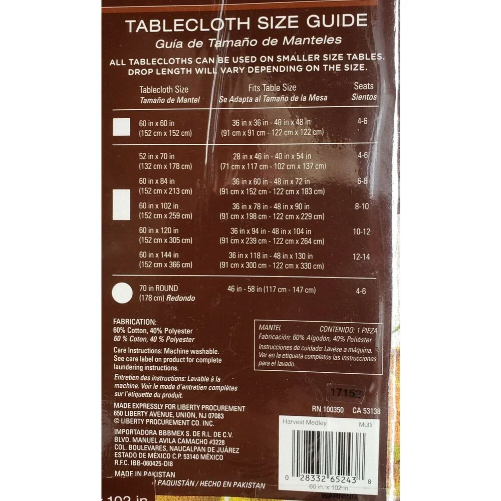 1 Fabric Tablecloth, 60x102